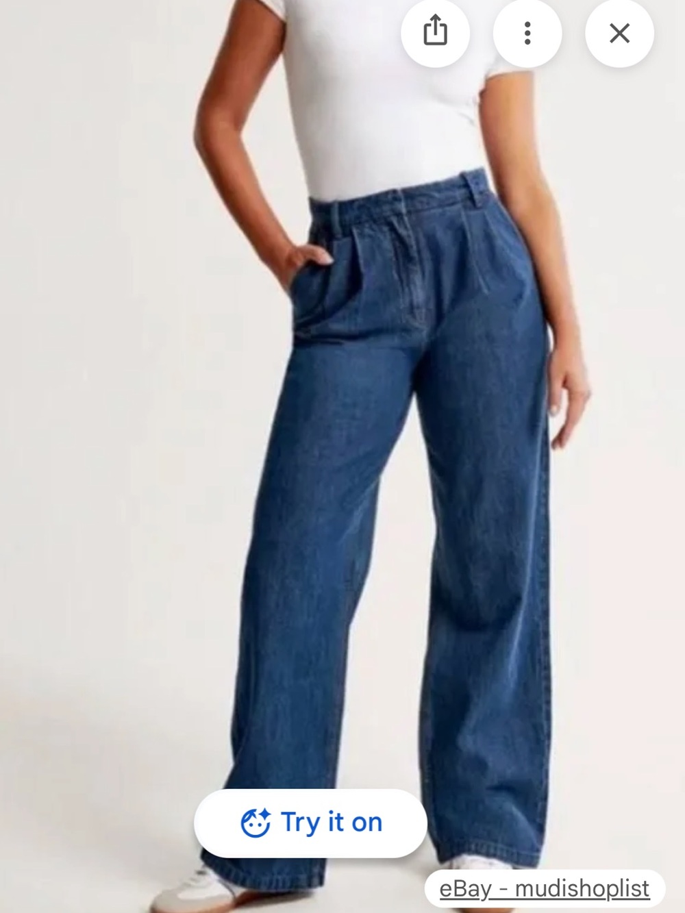 Abercrombie Sloane tailored wide leg jean trousers short length
